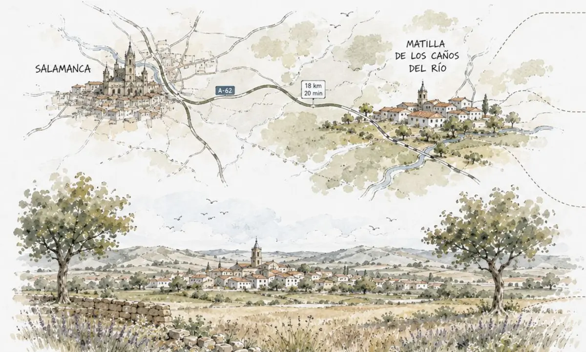 Ilustración territorial del recorrido entre Salamanca y Matilla de los Caños del Río